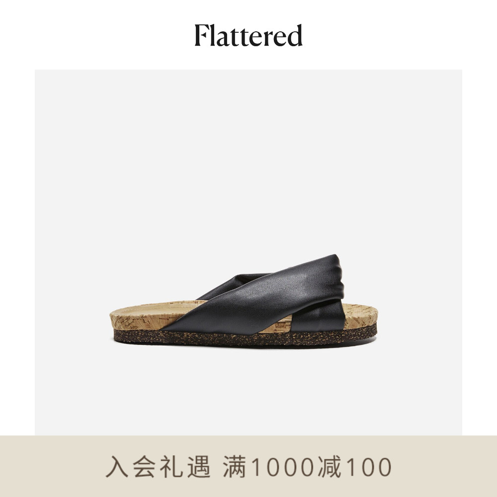 Flattered Lou Ladies Hand Knot Platform Sandals Outer Wear Black 2022 Summer New