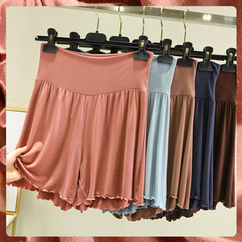 Wear high waist and belly loose shorts for women in summer modal home casual pants black ears thin pajamas skirt pants