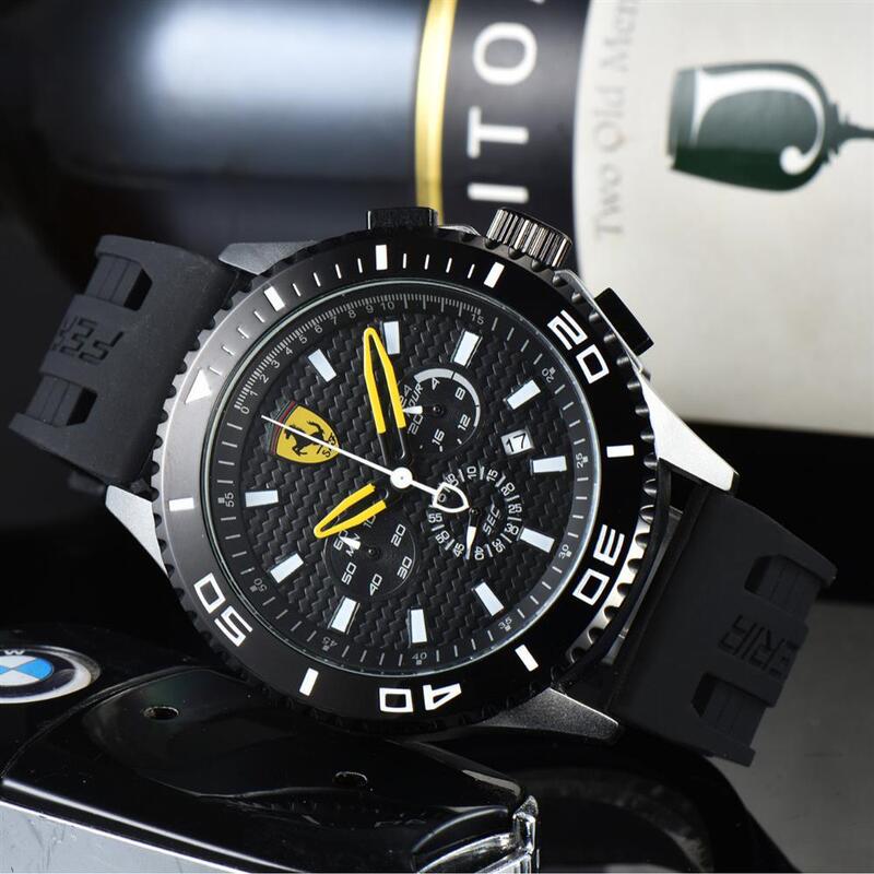 Ferrari Car-Style Six-Hand Full-Function Chronograph Rubber Strap Unisex Ferrari Brand Casual Chronograph Watch Ferrari Car-Style Six-Hand Full-Function Chronograph Rubber Strap Unisex Ferrari Brand Casual Chronograph Watch
