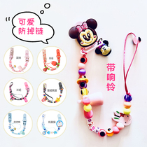 Domestic customized teether pacifier toy beaded to prevent chain falling bear cartoon with bell safety clip to prevent chain falling