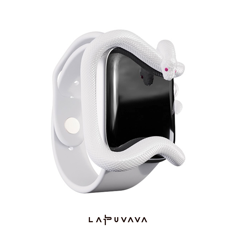 Lapuvava Is Suitable for Apple Watch iWatch Protective Case White Snake Watch Case Strap S10/9/8/6/5/4/Se