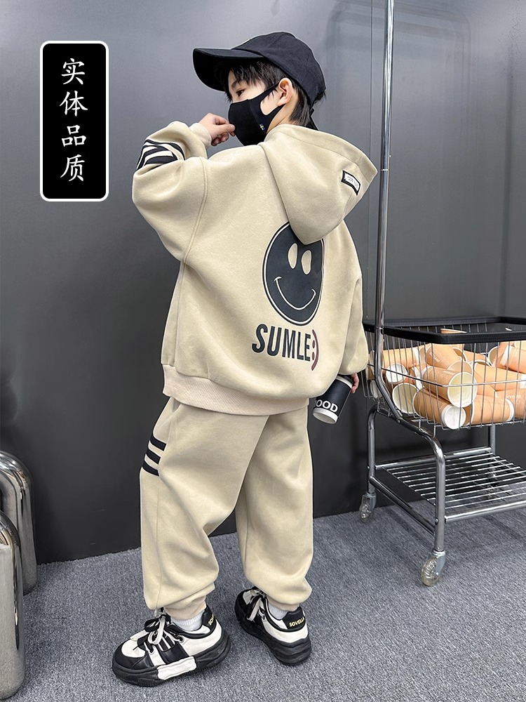 Children suit boy autumn clothing 2024 new CUHK children's spring autumn style cool handsome clothing sportswear fashion chic tide-Taobao