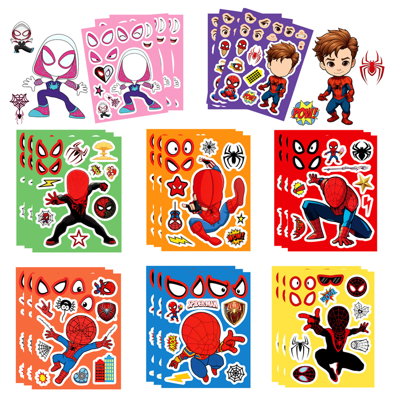 New Spider-Man Spider-Man's Sidekick Face-Changing Puzzle Stickers Kidsren's DIY Movie Creative Decorative Stickers
