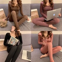 New winter Korean version tight-fitting fleece bottoming shirt beauty body autumn clothes long pants autumn and winter thermal underwear suit women