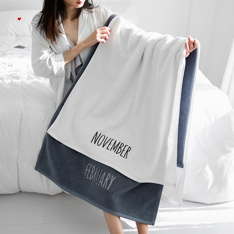Bath Towels for Home Use, Pure Cotton, Absorbent, Couple Style, Pair for Adults, Quick-Drying Wrap Towels, Men's Style, Large Towels, Bath Towels ins Style