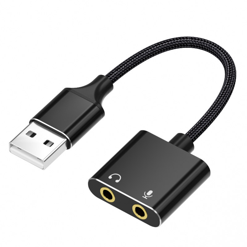 USB to 3.5mm External Sound Card Converter for Computer and Laptop, Headphone and Microphone Adapter, One-To-Two Adapter Cable