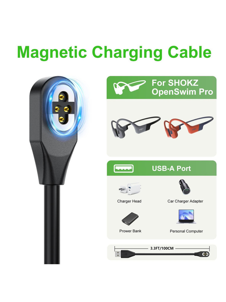 Suitable for Shokz Bone Conduction Headphones Charging Cable Data Cable Charger Cable 5W Magnetic Fast Charging Openrunpro Suitable for As800 S803 S810 As700 As660 S661