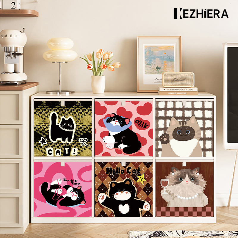 Cartoon Multifunctional Storage Box, Cute Toy Box, Kalek Foldable Storage Basket, Suitable for Ikea Grid Cabinets