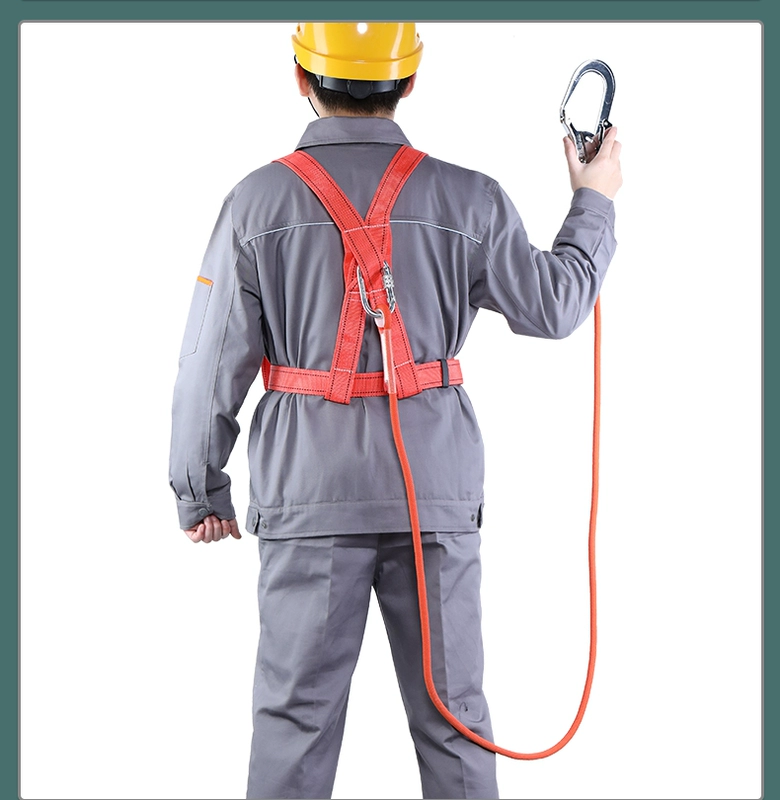 cáp cẩu vải Đai an toàn làm việc trên cao móc đôi năm điểm, bộ móc dây an toàn hoàn chỉnh, bộ đai an toàn điều hòa tiêu chuẩn quốc gia cáp thép cẩu dây cáp điện