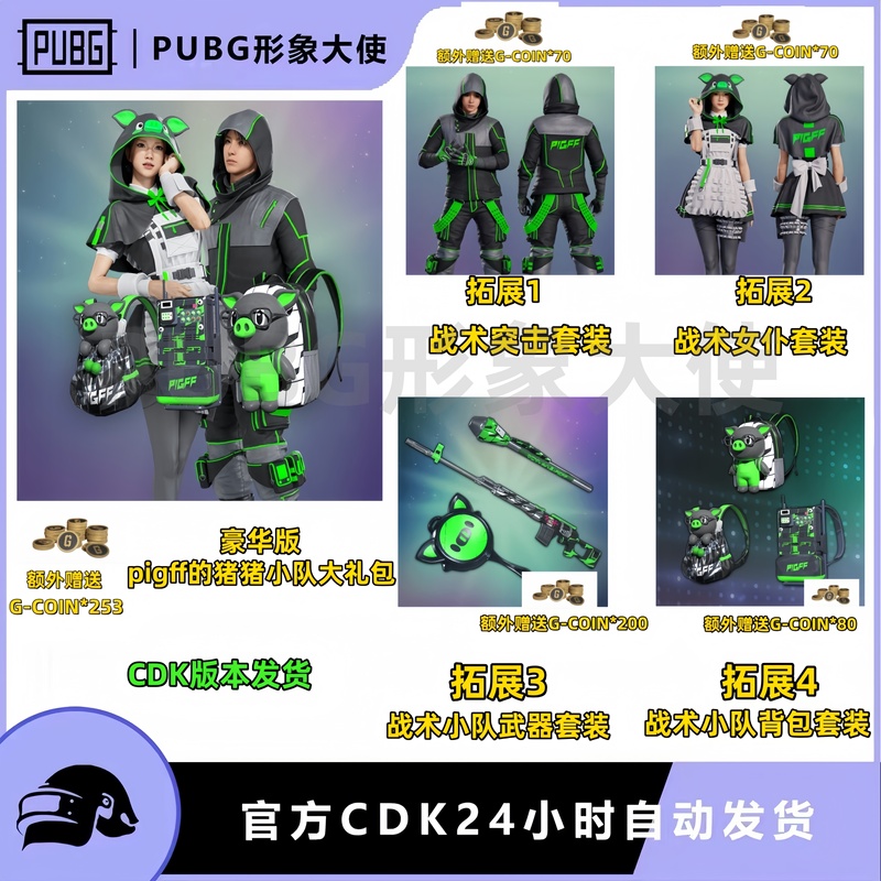 Pubg Playerunknown's Battlegrounds Skin Pigff's Piggy Tactical Squad Green Berlin Green Electromagnetic Backpack Cdk