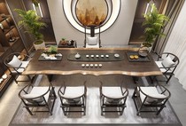New Chinese log board boss bubbling tea table desk simple tea table solid wood board tea table combination