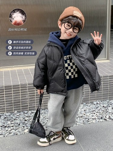 Детский демисезонный бархатный модный зимний пуховик для мальчиков, утиный пух