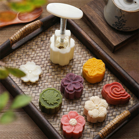 Household Mid-autumn moon cake mold embossing baking Cantonese ice skin hand pressing mold mung bean cake mold baking mold