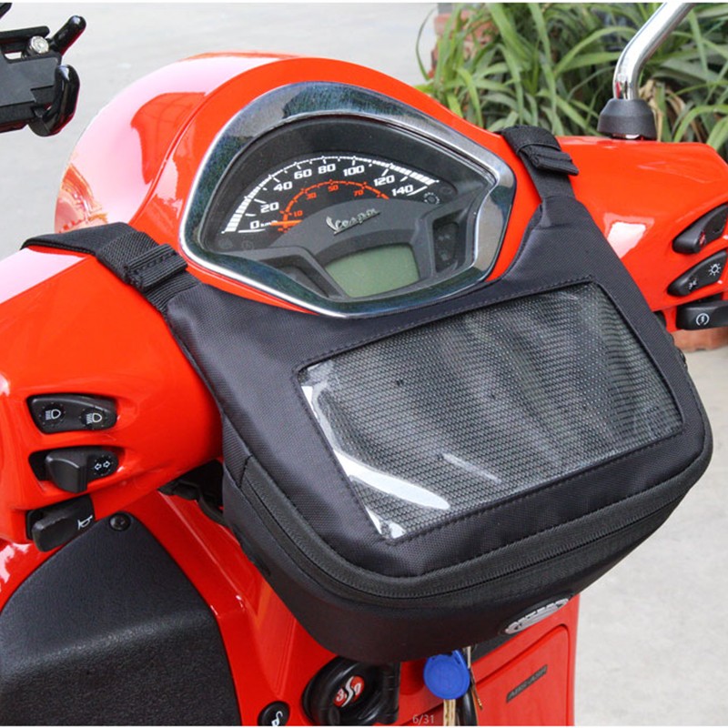 Vespa locomotive pedal electric car bag front bag waterproof and rainproof calf head bag touch mobile phone navigation