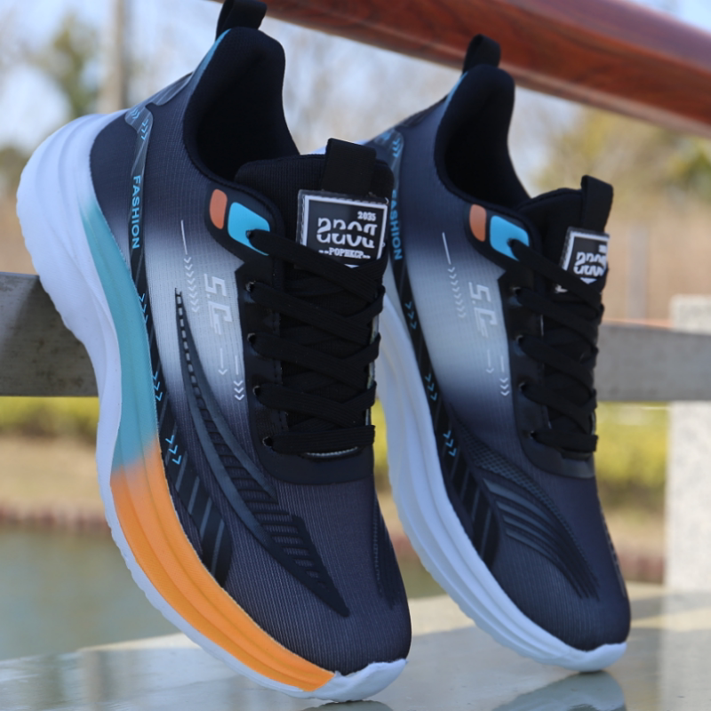 Authentic Qiao Zhou Men's Shoes, New Summer Mesh Breathable Sports Shoes, Ultra-Light Shock-Absorbing Soft-Soled Running Shoes for Students, Men's Style