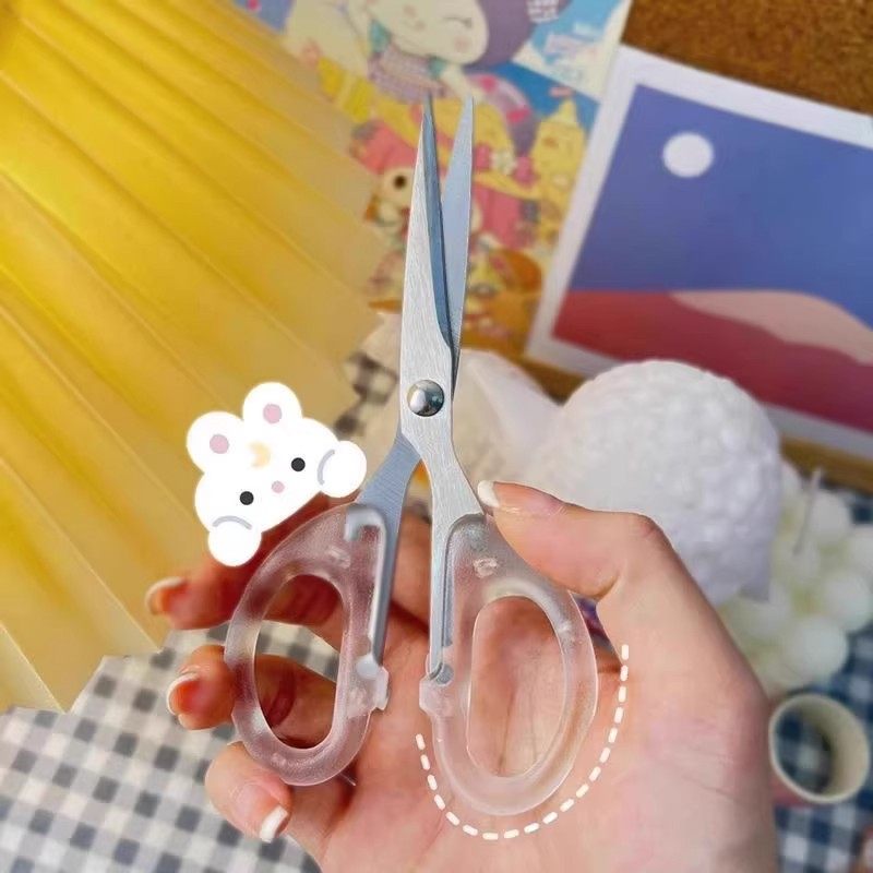 ins Transparent Frosted Portable Scissors Student Girl Heart Bangs Special Scissors Household Multifunctional Handmade Scissors
