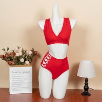 HOPEWIN New Sport Yoga Suit Split Beauty Back Specialty High-end Sexy Steel Pipe Dancer Mesh Red Fitness