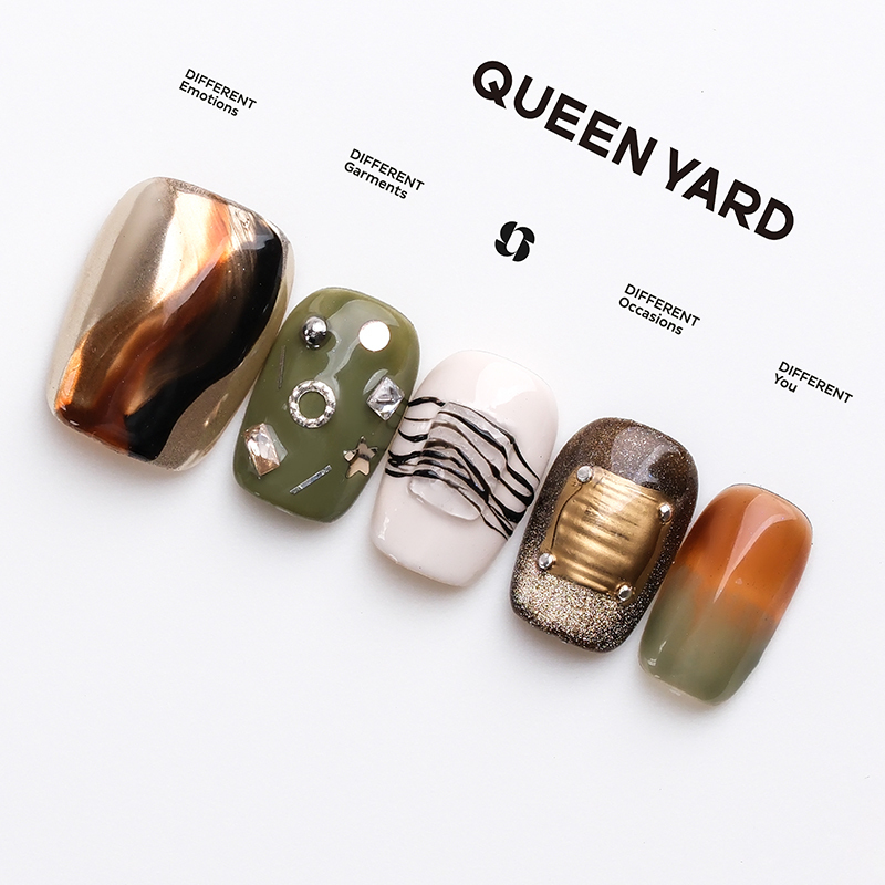 【Mist Island Wind】Queenyard French Hand-Painted Oil Painting Early Spring Deep Forest Sunset 2026 Handmade Wearable Nails