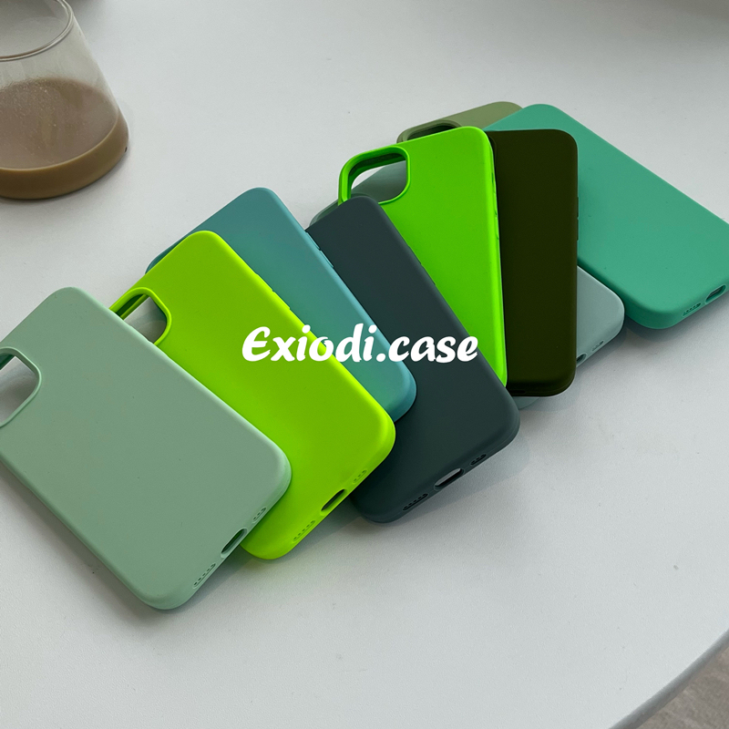 Exiodi Soft Liquid Silicone Premium Solid Color ins Suitable for 16Promax Apple 15 Phone Case iPhone 13 Green Xr/Xsmax Soft X Anti-Drop 7/8Plus Full Protection Cover 14
