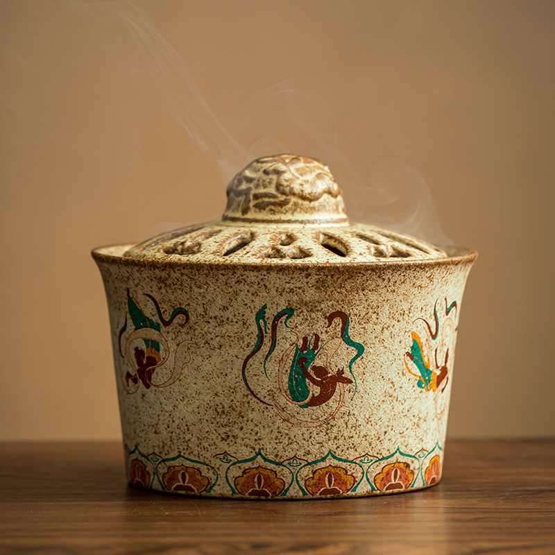 Женская курильница для благовоний Dunhuang Feitian в стиле национального прилива, культурная и креативная ретро керамическая тарелка, линия украшения ароматерапевтической горелки, вставка для благовоний, держатель для благовоний