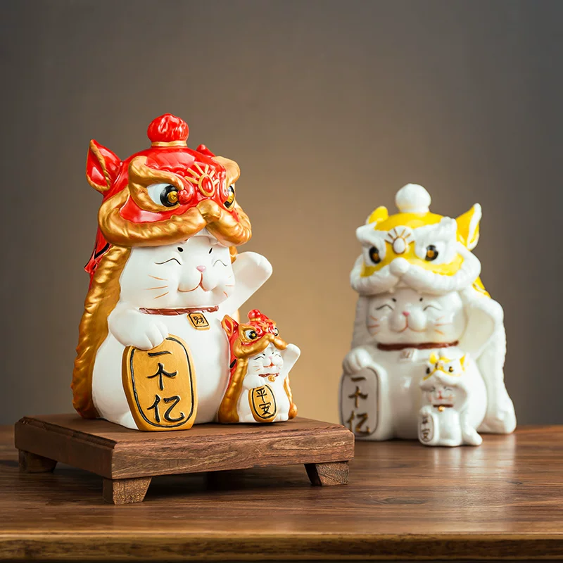 Керамические котики Catal Cat Swing Gift Store Silver Store Decoration Large Fortune Cat Creative National Tide Wake up lion