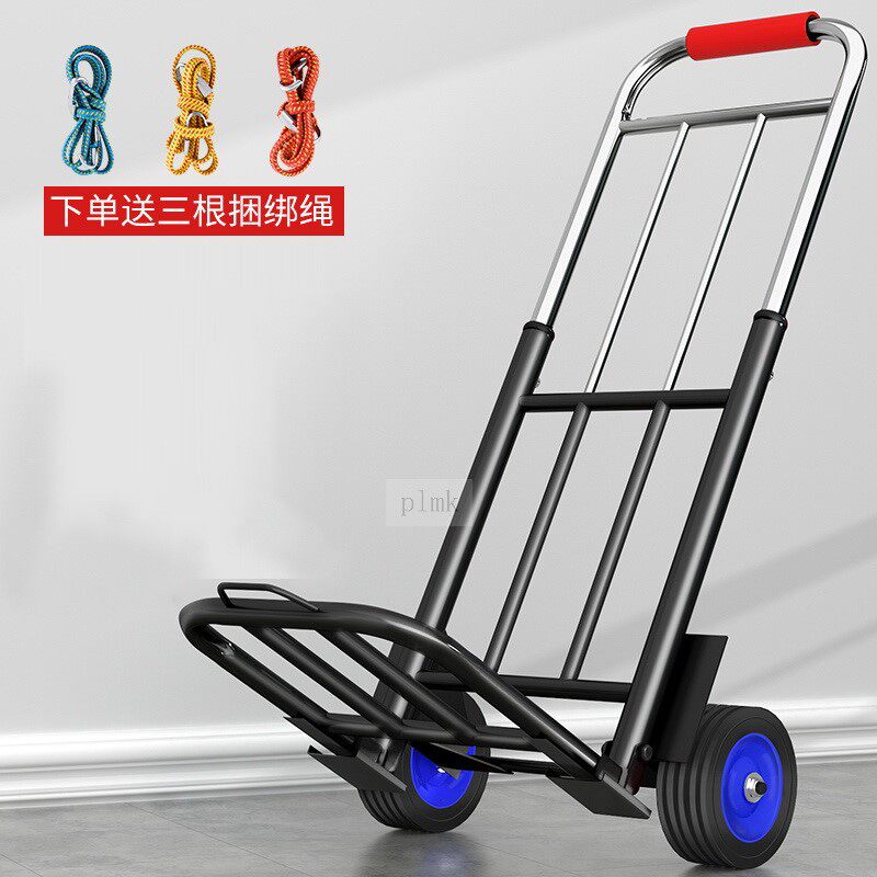 Trolley folding portable shopping cart household grocery shopping trolley luggage trailer pull truck load king truck