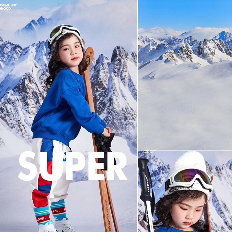 2022 Children Winter Snowy Real Scenery Photography Background Cloth Indoor Photo Background Paper Winter Snowscape Outdoor Photography Background Cloth Cute Big Mountain Art Business Retro series MH-0358