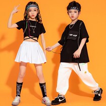 Childrens hip-hop suit summer hip-hop performance clothing for boys and girls childrens cheerleading jazz dance performance clothing trendy