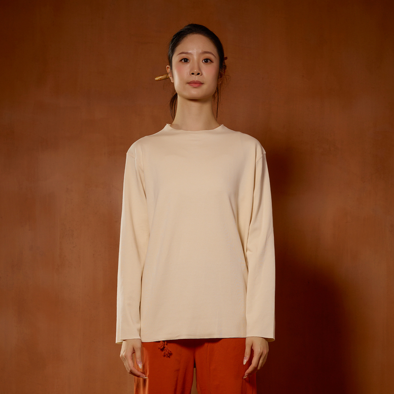 Shanxia's Home Organic Cotton Yoga T-Shirt Pure Cotton Yoga Top Long Sleeve Unisex Outerwear Yoga Wear Loose Fit
