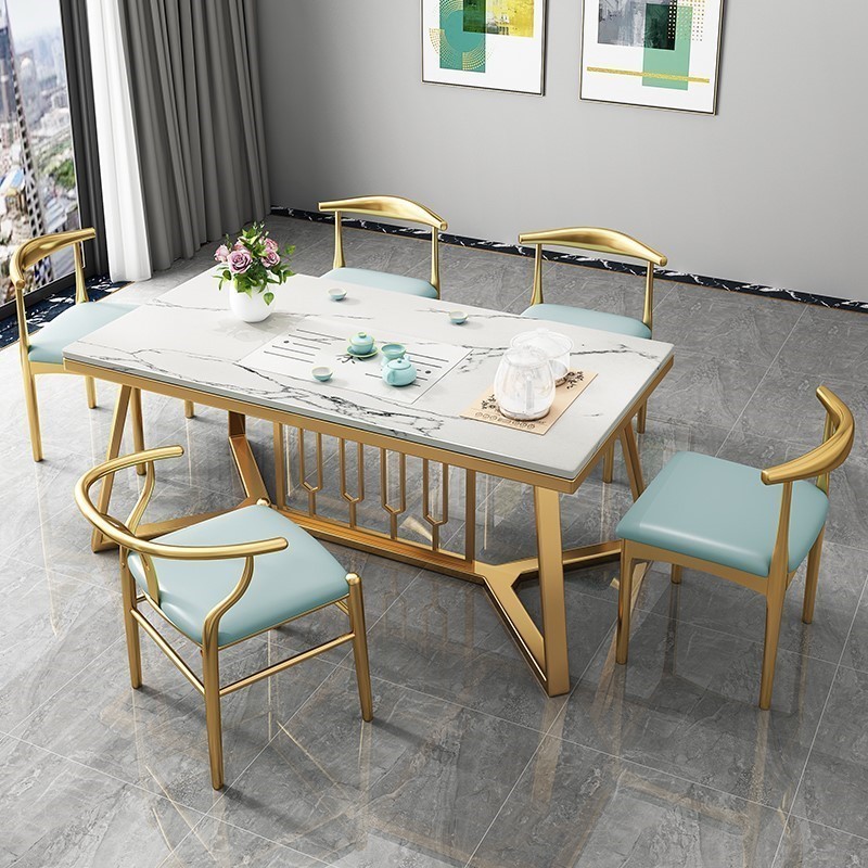 Modern Iron Art Rockboard Tea Table Minima Light Lavish Tea Table Chair Group of the family with an office suit to drink tea table