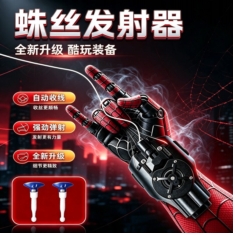Marvel Spider-Man 2 Web Shooter Wristband Fully Electric Retractable Webbing Black Technology Children's Toy