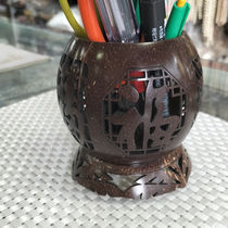 Hainan characteristic handicrafts coconut carving pen holder coconut shell office study decorations
