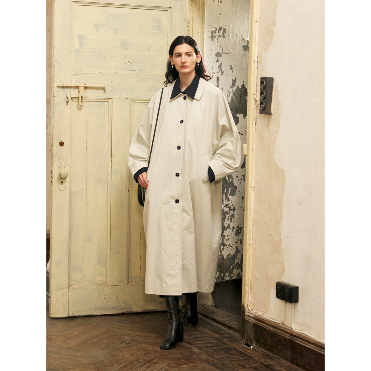 [Та же стилистика, как у Ян Чаоюэ] REWEAR/Американский импортированный хлопковый текстиль льняной архитектурный силуэт ветровка 11018