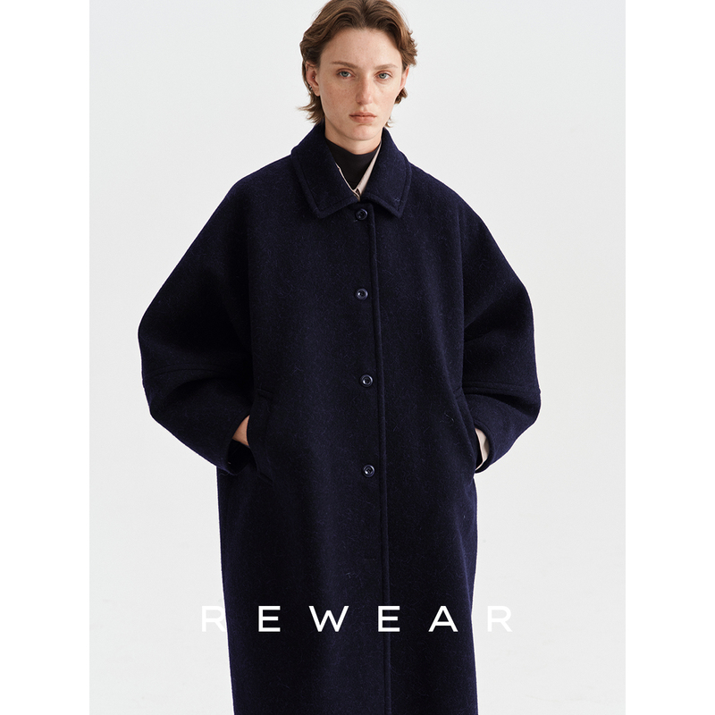 [Same Style as Xu Ruohan] Rewear/Alpaca Wool with Architectural Silhouette, Soft Woolen Long Coat 11308