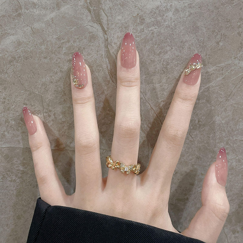 Niche Bean Paste Nude Color Gradient New Handmade Wearable Nails with a Cool and High-End Feel, Removable Fake Nail Pieces Niche Bean Paste Nude Color Gradient New Handmade Wearable Nails with a Cool and High-End Feel, Removable Fake Nail Pieces
