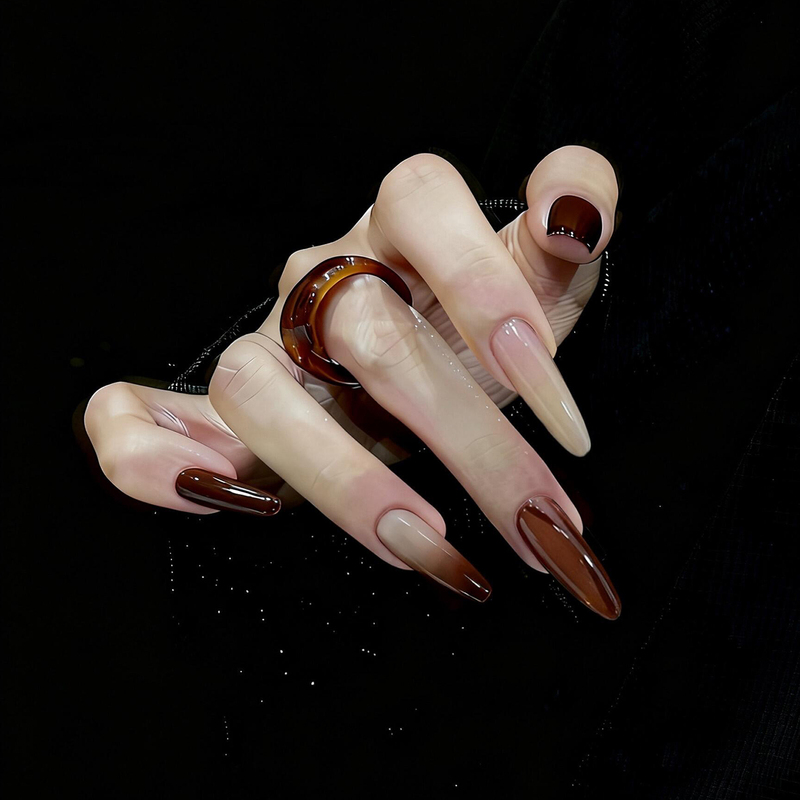 Autumn Gentle Caramel Nude Pink Solid Color Gradient Manicure Simple Brown Tone Atmosphere Handmade Wearable Nails Autumn Gentle Caramel Nude Pink Solid Color Gradient Manicure Simple Brown Tone Atmosphere Handmade Wearable Nails