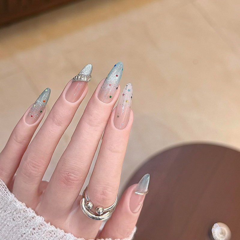 Sweet Pea Ice Rainbow Crushed Sugar Fresh Handmade Wearable Nails New Polka Dot Gradient Brightening High-End Nail Pieces Sweet Pea Ice Rainbow Crushed Sugar Fresh Handmade Wearable Nails New Polka Dot Gradient Brightening High-End Nail Pieces