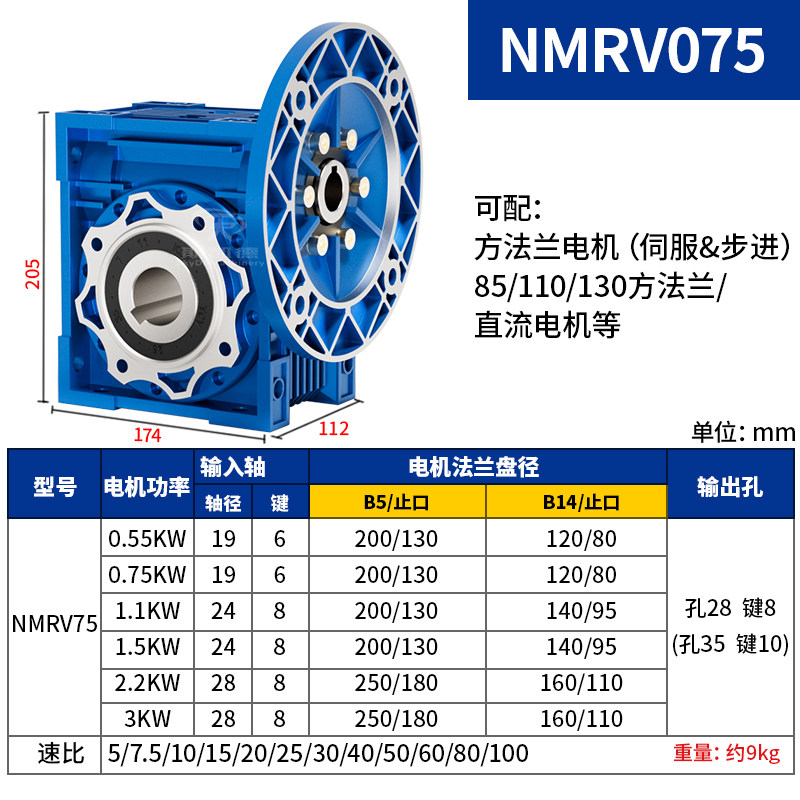 Редуктор SkyDi Machinery NMRV075 круглый фланец