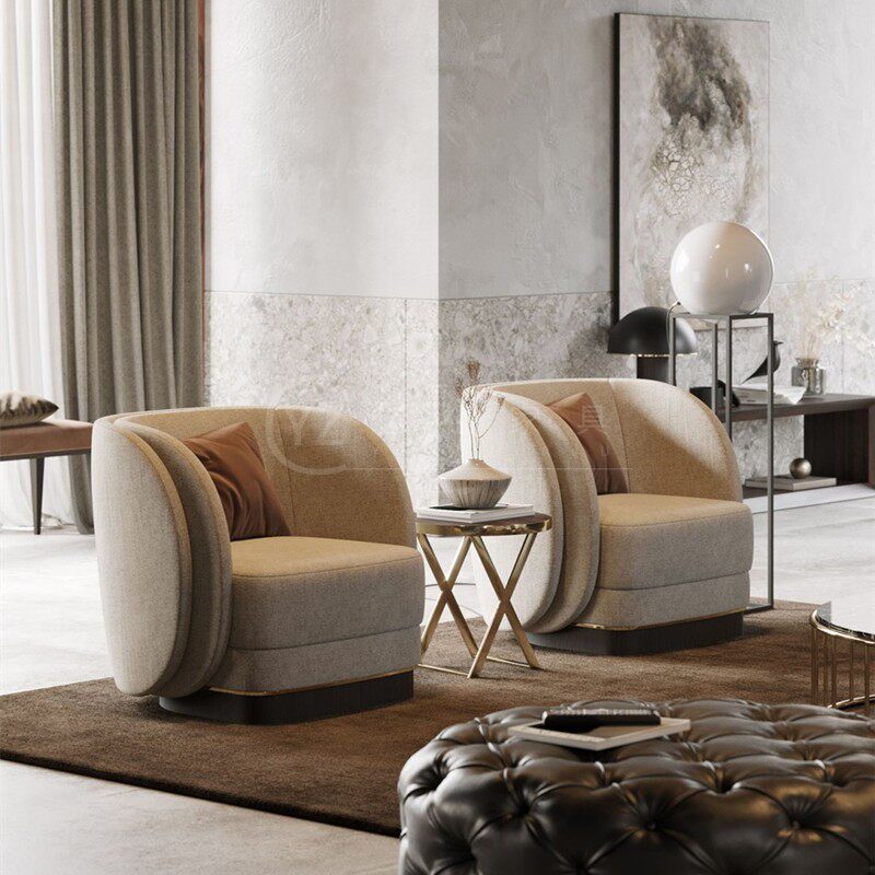 Light luxury net red fabric single sofa living room home Italian leisure tiger chair modern design sense sofa chair