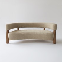 Nordic minimalist modern small family style living room solid wood designer creative arc lamb suede double trio art sofa