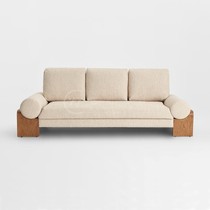 Nordic minimal wooden humble wind small household type living room double triple lamb suede designer creative model sofa