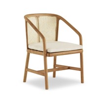 Nordic simple modern living room solid wood rattan back armrest single chair new Chinese style homestay restaurant cafe weaving rattan dining chair