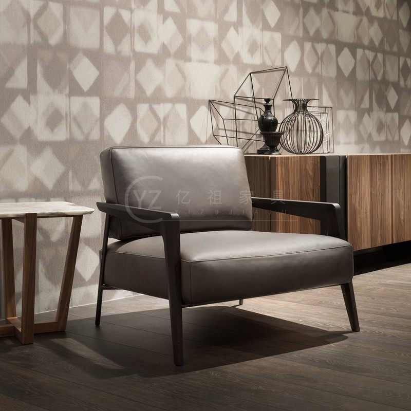 Italian Light Luxury Living Room Solid Wood Armchair Creative Metal Sofa Chair Hotel for sale of Buildings Reception Chair