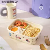 Мультяшный керамический разделенный ланч-бокс с крышкой для студентов, портативная микроволновая печь, миска с подогревом для офисных работников, специальный ланч-бокс