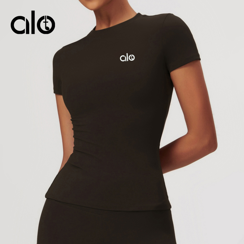 Aloide Round Neck Short-Sleeved Yoga T-Shirt Women's Tight-Fitting Slimming Sports Top Breathable Quick-Drying Fitness Wear Cover-Up Aloide Round Neck Short-Sleeved Yoga T-Shirt Women's Tight-Fitting Slimming Sports Top Breathable Quick-Drying Fitness Wear Cover-Up
