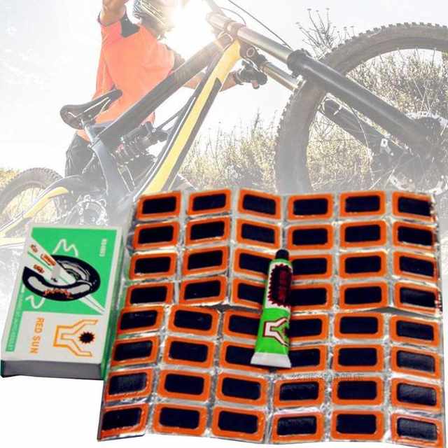 48pcsBicycleTyreRubberPatchColdGlueTireRepairKitM