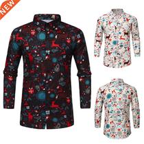 Men's Christmas Printed Blouse Autumn Winter Long Sleeve Sno