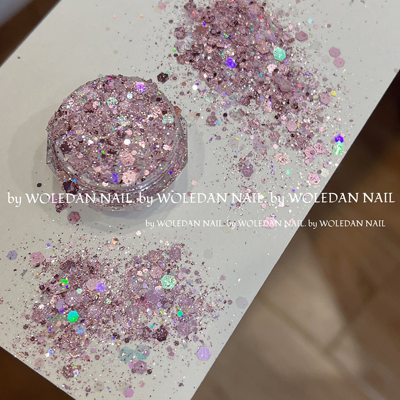 Dry Rose Pink Super Shiny Nail Art Glitter Powder Wearable Nail Accessories