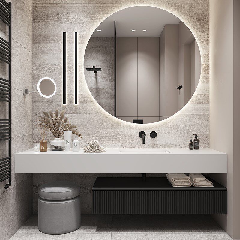 Modern minimalist rock board integrated basin Baths cabinet Composition Handwashing pool washbasin washstand Wash Terrace Bath Cabinet Solid Wood Custom