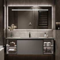 Bath Room Cabinet Combo Light Extravagant Smart Modern Minima Rock Board Integrated Basin Toilet Wash Terrace Washbasin Cabinet Customised